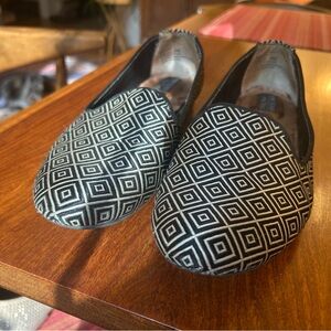 Adam Tucker Silk Flats with Geometric Design